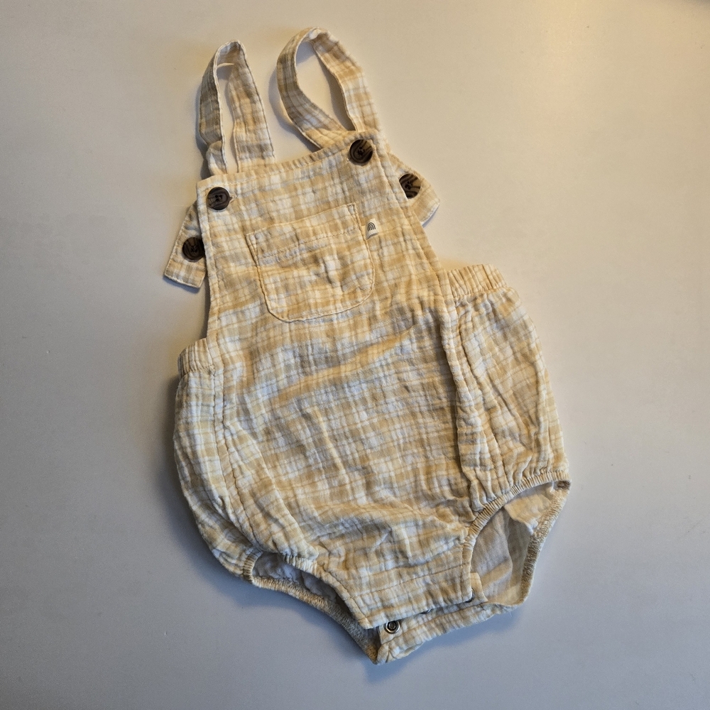Kynd Baby Plaid Yellow And White Baby Bubble Overalls 3-6m